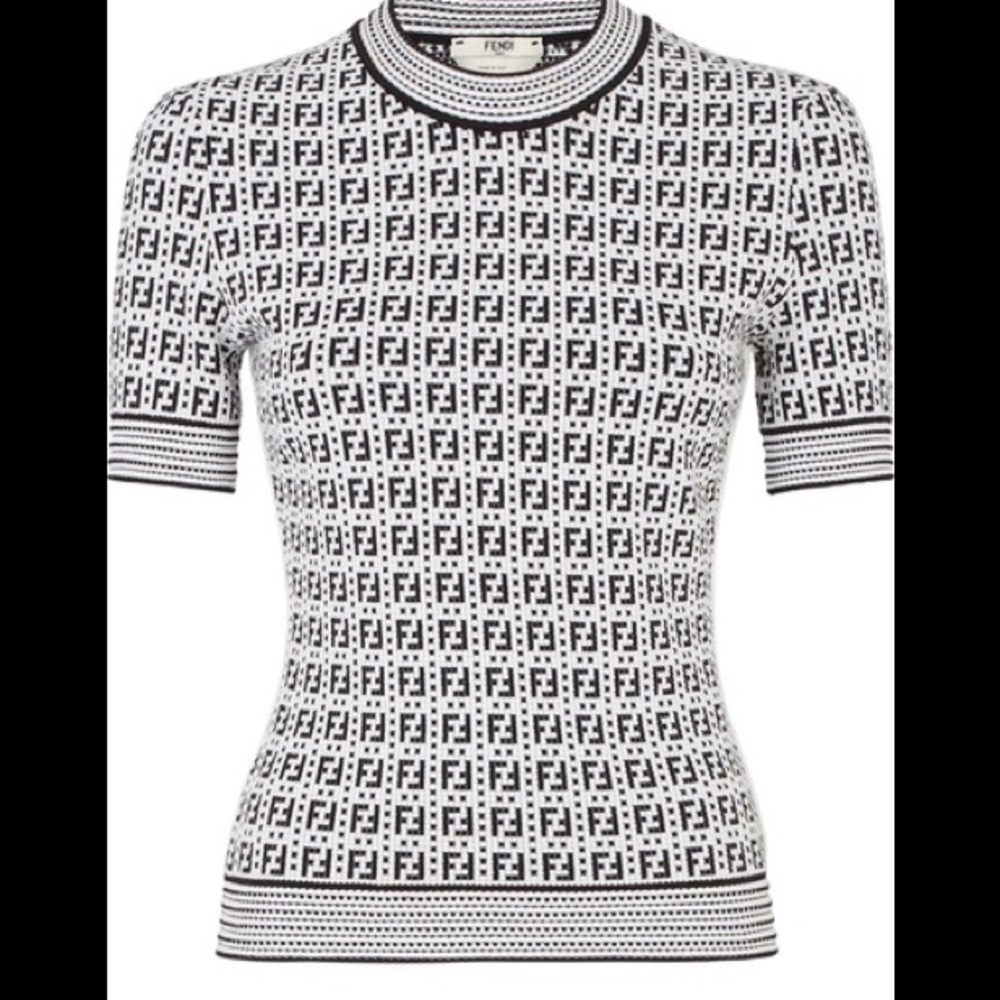 Fendi Jacquard black snd white Knit Top Size 36